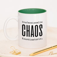 Tasse mit Spruch, Professionelle Chaos Koordinatorin, Tasse mit lustigem Spruch, witzig, für Kollegin, Mitarbeiterin, Chefin, Dunkelgrün