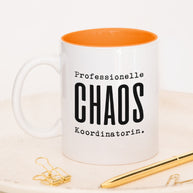 Tasse mit Spruch, Professionelle Chaos Koordinatorin, Tasse mit lustigem Spruch, witzig, für Kollegin, Mitarbeiterin, Chefin, Orange