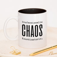Tasse mit Spruch, Professionelle Chaos Koordinatorin, Tasse mit lustigem Spruch, witzig, für Kollegin, Mitarbeiterin, Chefin, Schwarz