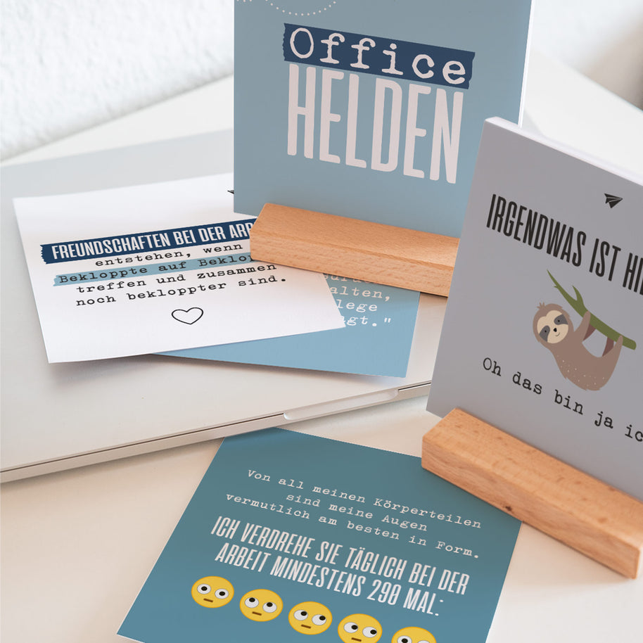 Emoji - Karten im Holzaufsteller