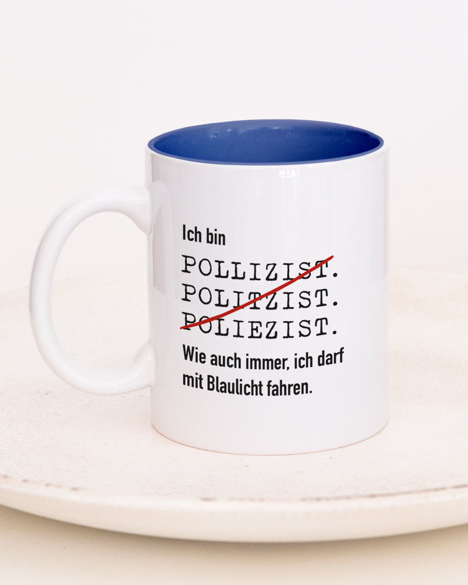 Tasse mit Spruch, Tasse mit Aufdruck, ich bin Polizist, Kollegin Kollege, Mitarbeiterin Mitarbeiter, Chefin Chef, Geschenk für Kollegin oder Kollege, dunkelblau