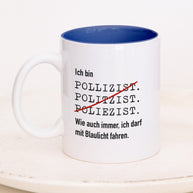Tasse mit Spruch, Tasse mit Aufdruck, ich bin Polizist, Kollegin Kollege, Mitarbeiterin Mitarbeiter, Chefin Chef, Geschenk für Kollegin oder Kollege, dunkelblau