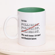 Tasse mit Spruch, Tasse mit Aufdruck, ich bin Polizist, Kollegin Kollege, Mitarbeiterin Mitarbeiter, Chefin Chef, Geschenk für Kollegin oder Kollege, dunkelgrün