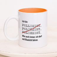 Tasse mit Spruch, Tasse mit Aufdruck, ich bin Polizist, Kollegin Kollege, Mitarbeiterin Mitarbeiter, Chefin Chef, Geschenk für Kollegin oder Kollege, orange