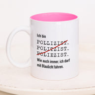 Tasse mit Spruch, Tasse mit Aufdruck, ich bin Polizist, Kollegin Kollege, Mitarbeiterin Mitarbeiter, Chefin Chef, Geschenk für Kollegin oder Kollege, rosa