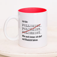 Tasse mit Spruch, Tasse mit Aufdruck, ich bin Polizist, Kollegin Kollege, Mitarbeiterin Mitarbeiter, Chefin Chef, Geschenk für Kollegin oder Kollege, rot