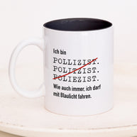 Tasse mit Spruch, Tasse mit Aufdruck, ich bin Polizist, Kollegin Kollege, Mitarbeiterin Mitarbeiter, Chefin Chef, Geschenk für Kollegin oder Kollege, schwarz