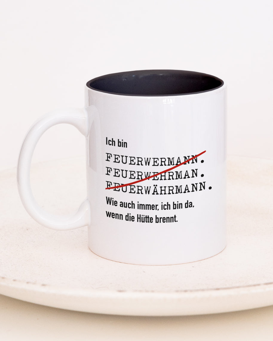 Ich bin Feuerwehrmann - Tasse Schwarz Tasse Lieblingskollegen®