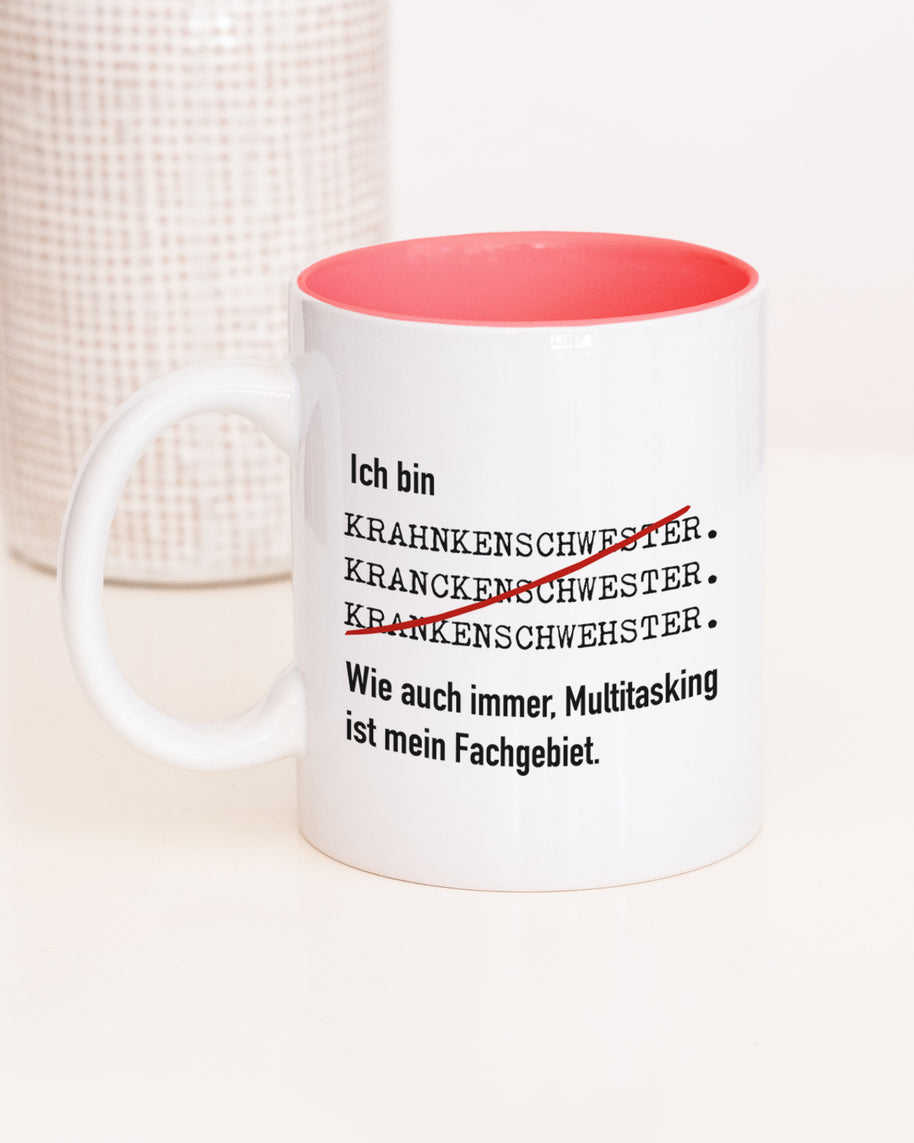 Tasse mit Spruch, Tasse mit Aufdruck, ich bin Krankenschwester, Kollegin Kollege, Mitarbeiterin Mitarbeiter, Chefin Chef, Geschenk für Kollegin oder Kollege, rot