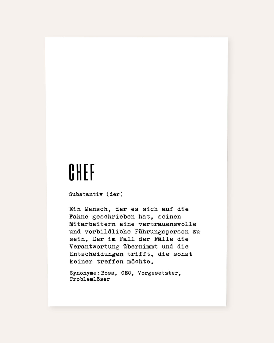 Dudeneintrag Chef - personalisierbares Poster