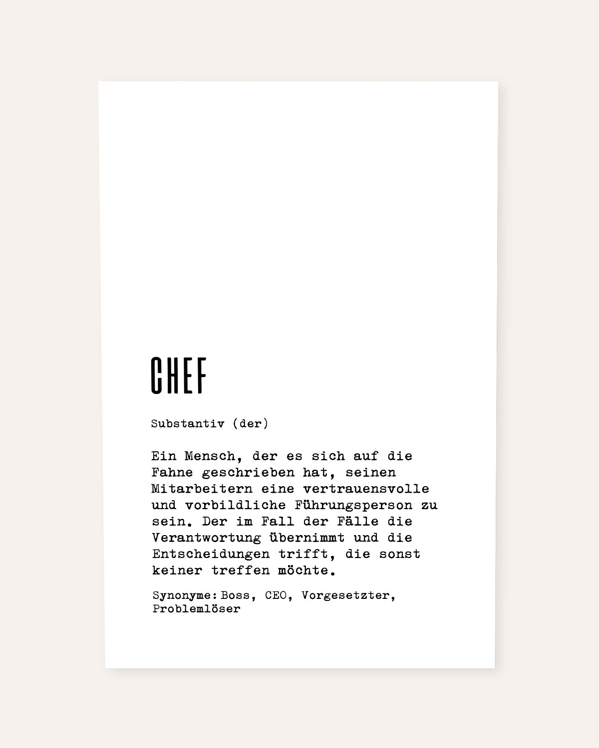 Definition Chef - personalisierbares Poster Poster Lieblingskollegen®
