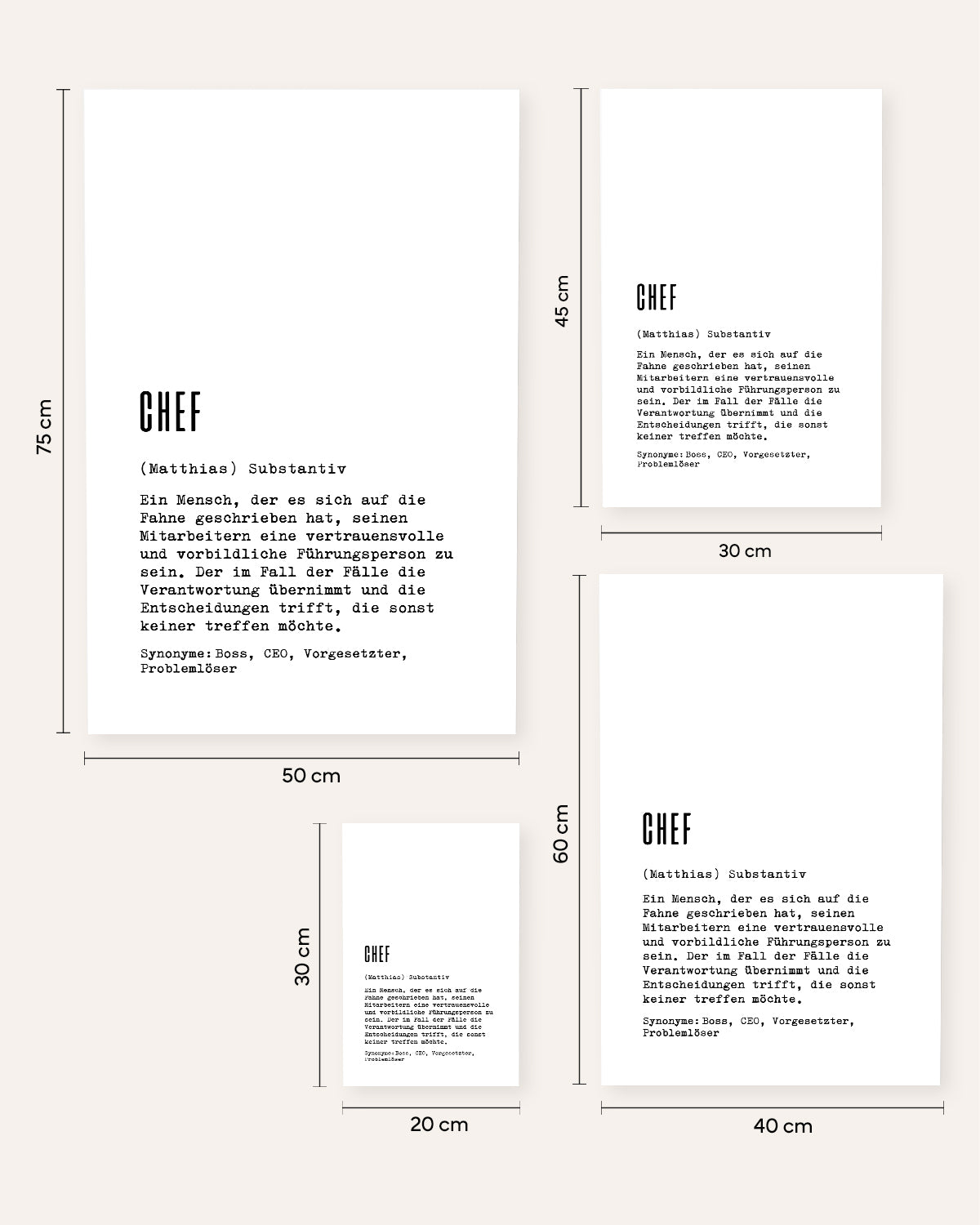 Definition Chef - personalisierbares Poster Poster Lieblingskollegen®