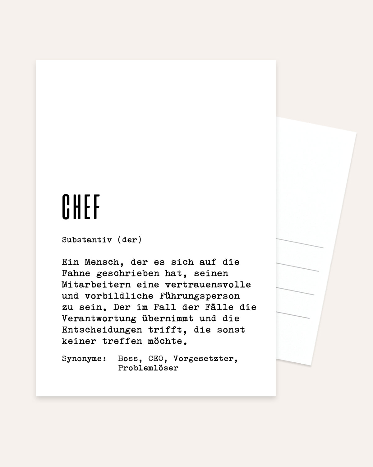 Definition Chef - Postkarte Postkarte Lieblingskollegen®