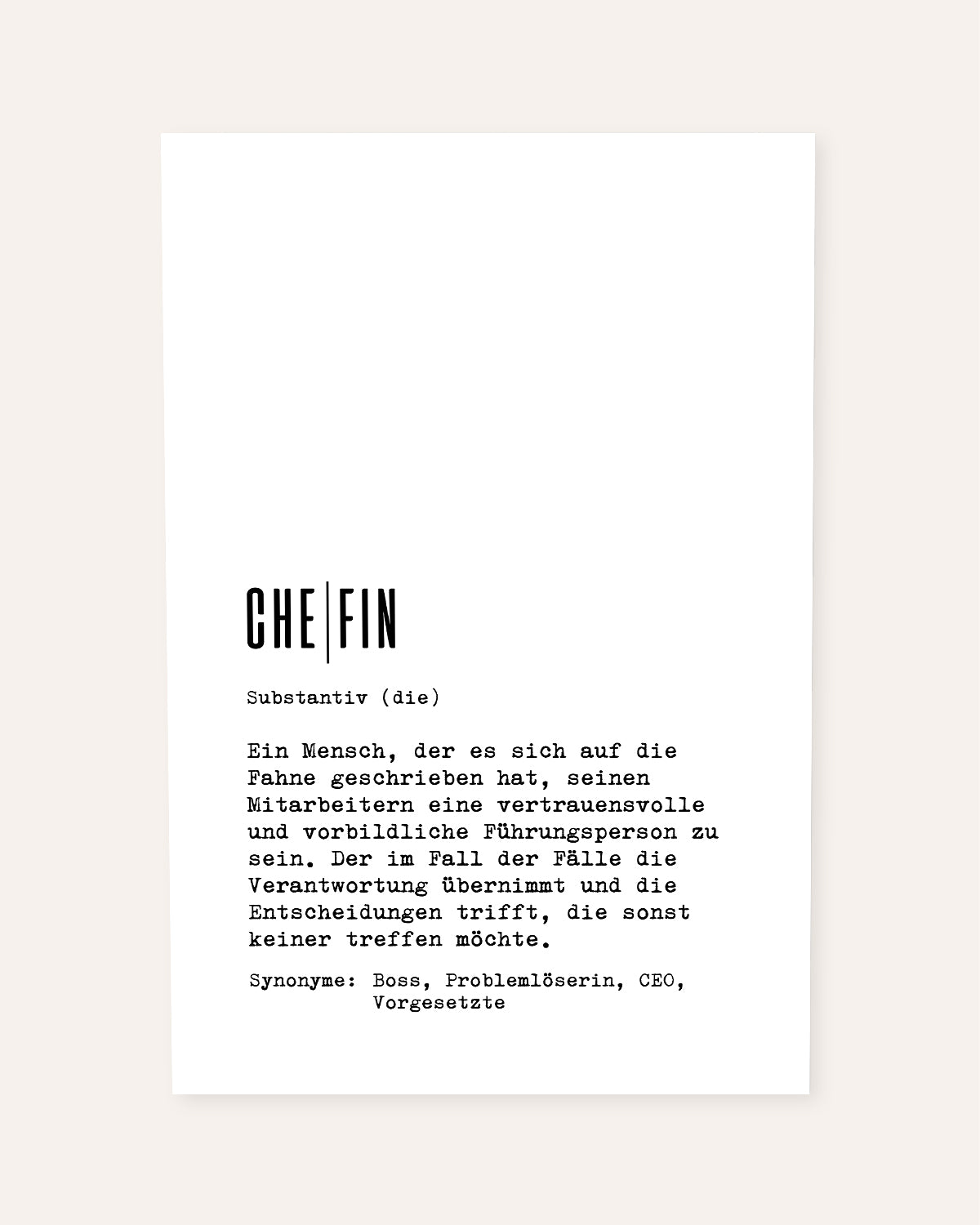 Definition Chefin - personalisierbares Poster Poster Lieblingskollegen®