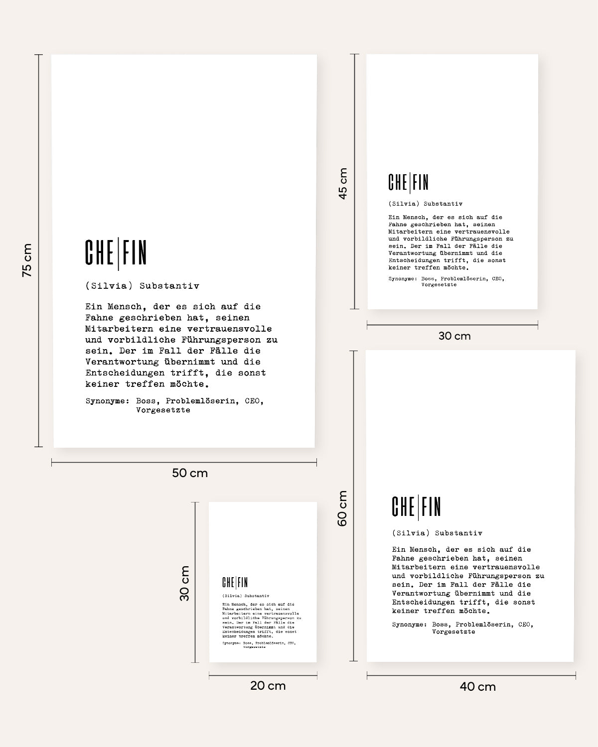 Definition Chefin - personalisierbares Poster Poster Lieblingskollegen®