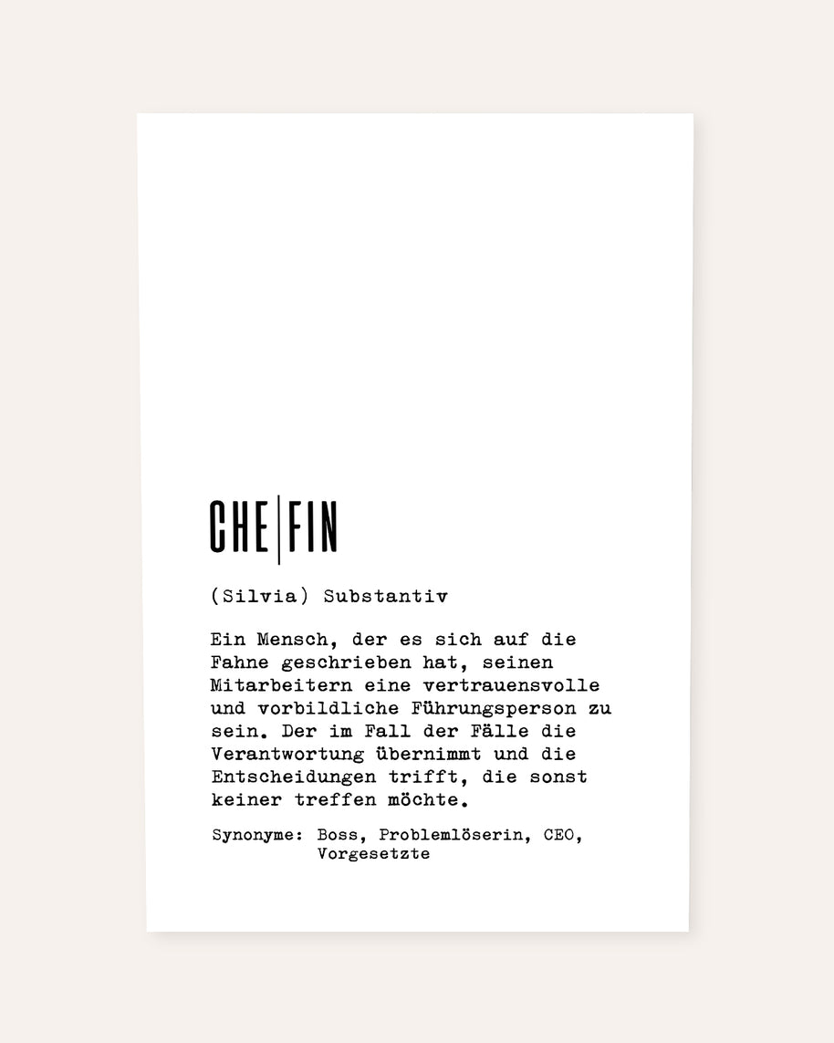 Dudeneintrag Chefin - personalisierbares Poster