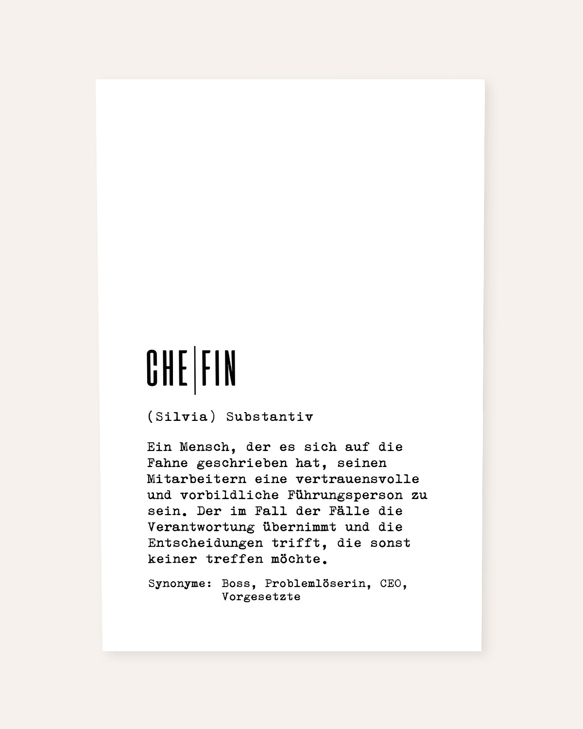 Definition Chefin - personalisierbares Poster Poster Lieblingskollegen®