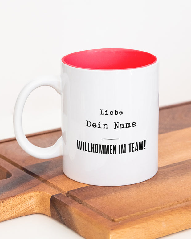 Rote Tasse Willkommen im Team Geschenk Mitarbeiterin 