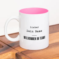 Tasse mit Spruch, Tasse für Kollegin, Tasse für Kollegen, Aufdruck, Geschenk Kollegen, Personalisierbar, Willkommen im Team Pink