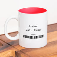 Tasse mit Spruch, Tasse für Kollegin, Tasse für Kollegen, Aufdruck, Geschenk Kollegen, Personalisierbar, Willkommen im Team Rot Pink