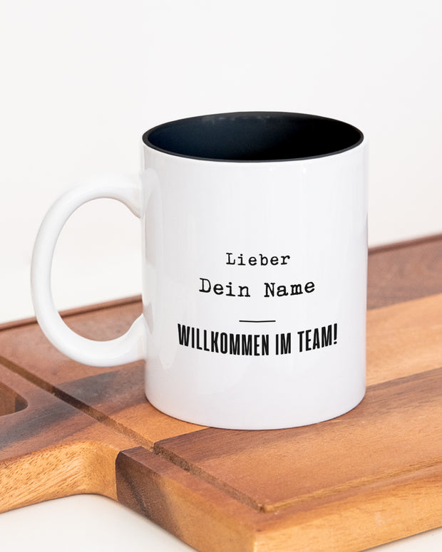 Tasse mit Spruch, Tasse für Kollegin, Tasse für Kollegen, Aufdruck, Geschenk Kollegen, Personalisierbar, Willkommen im Team Schwarz