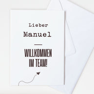 Lieber (+Wunschname)  Willkommen im Team! - personalisierbare Grußkarte