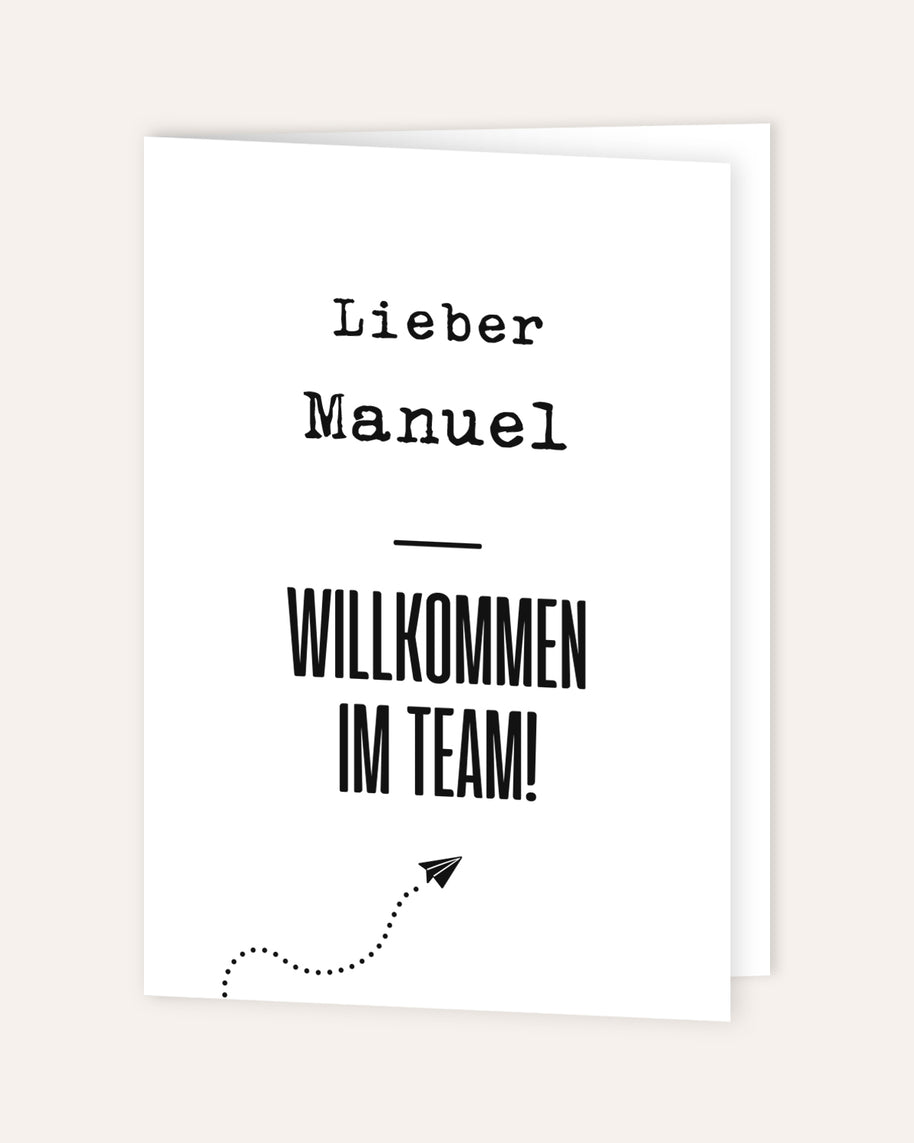Lieber (+Wunschname)  Willkommen im Team! - personalisierbare Grußkarte