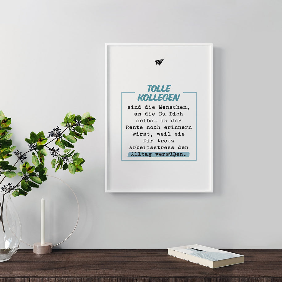 Poster mit Spruch Arbeit Geschenk