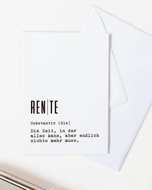 Definition Rente - Grußkarte