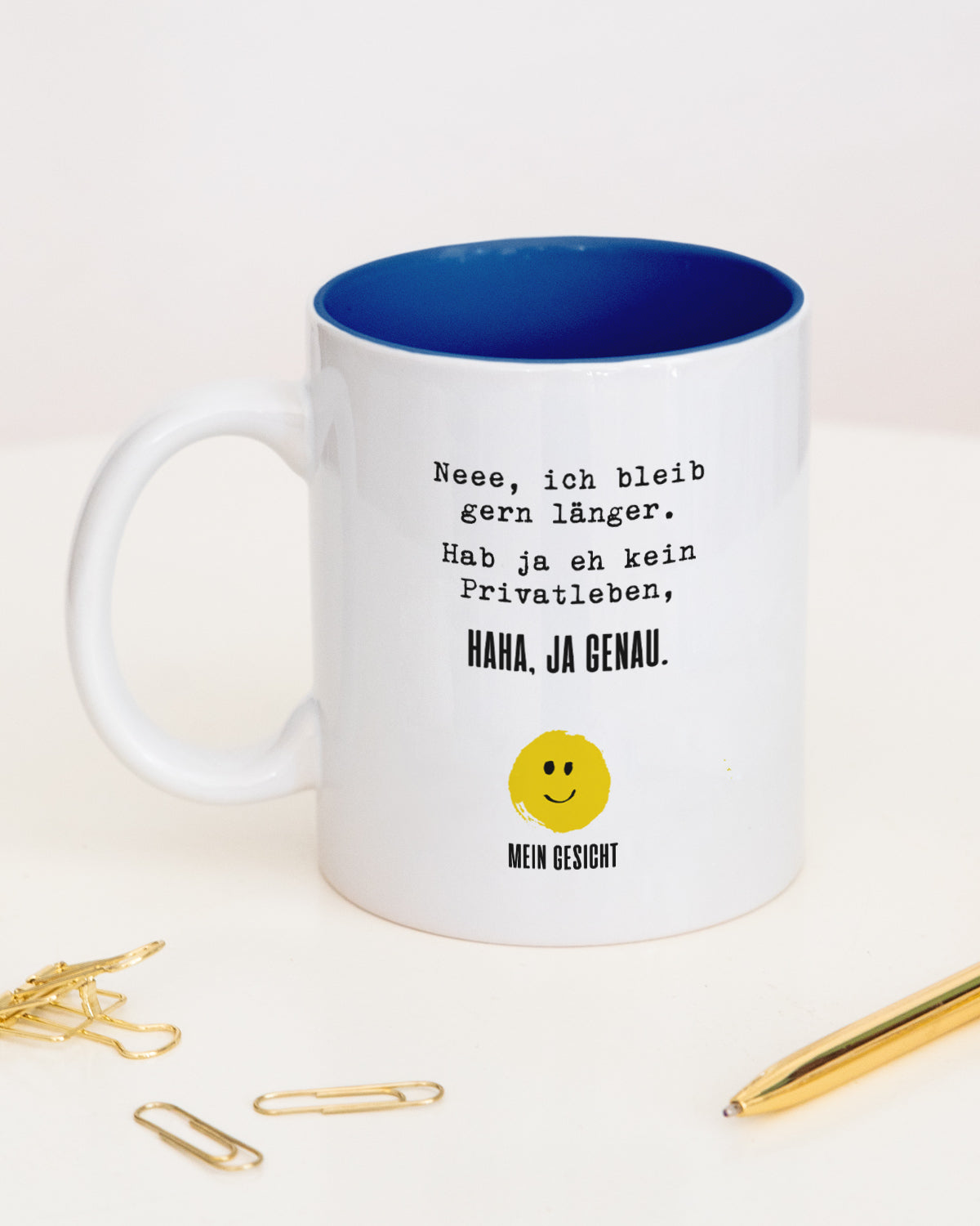 Neee, ich bleib gern länger. - Tasse Dunkelblau Tasse Lieblingskollegen®