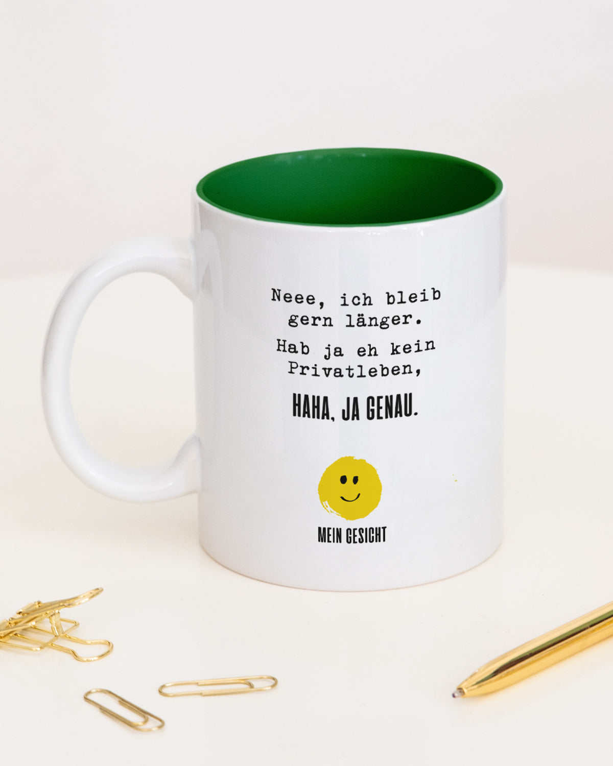 Neee, ich bleib gern länger. - Tasse Dunkelgrün Tasse Lieblingskollegen®