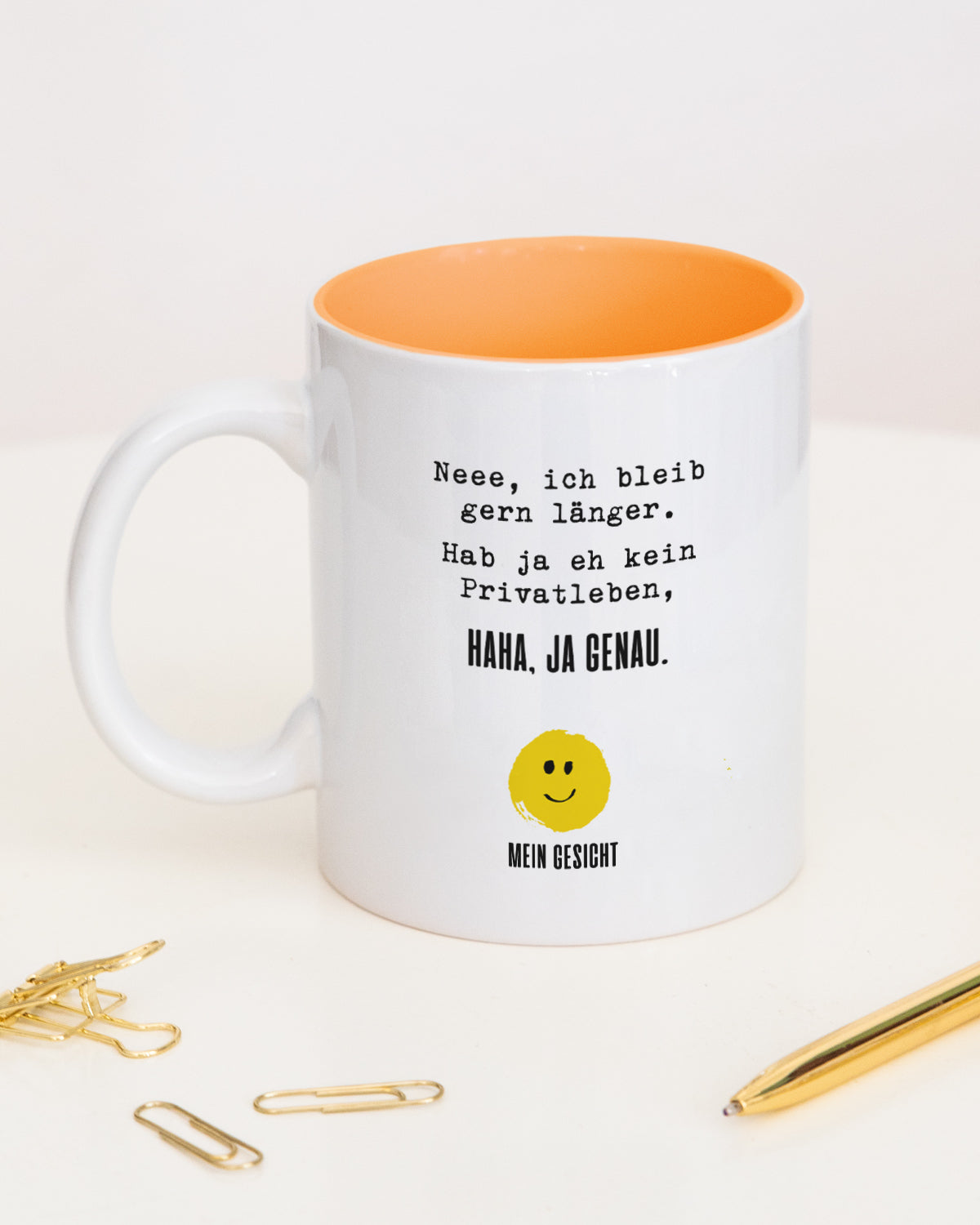 Neee, ich bleib gern länger. - Tasse Orange Tasse Lieblingskollegen®