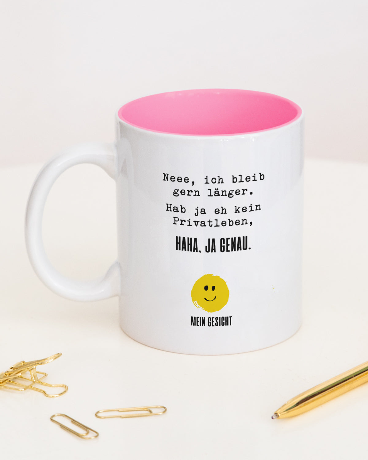Neee, ich bleib gern länger. - Tasse Pink Tasse Lieblingskollegen®