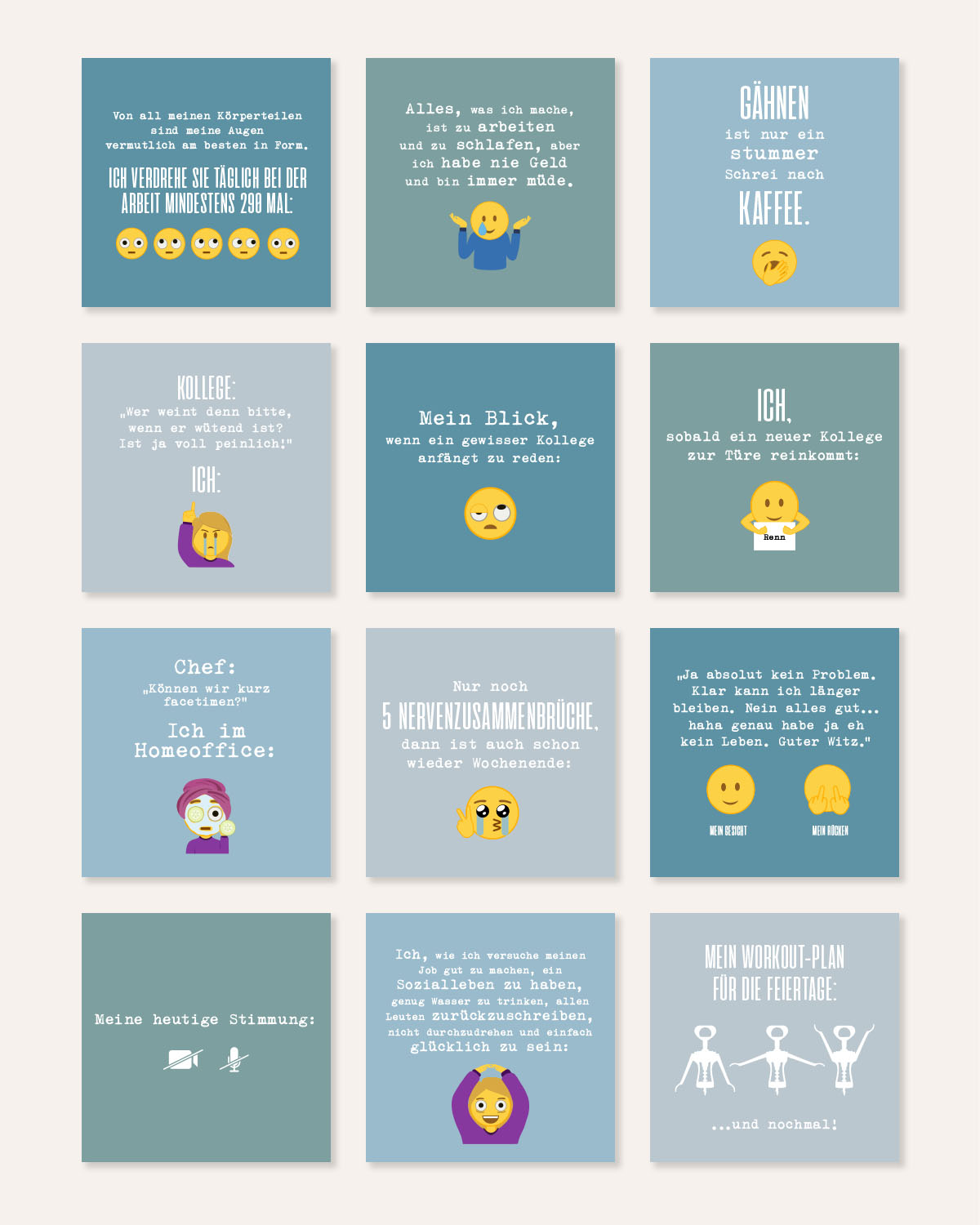 Emoji - Karten im Holzaufsteller Karten im Holzaufsteller Lieblingskollegen®