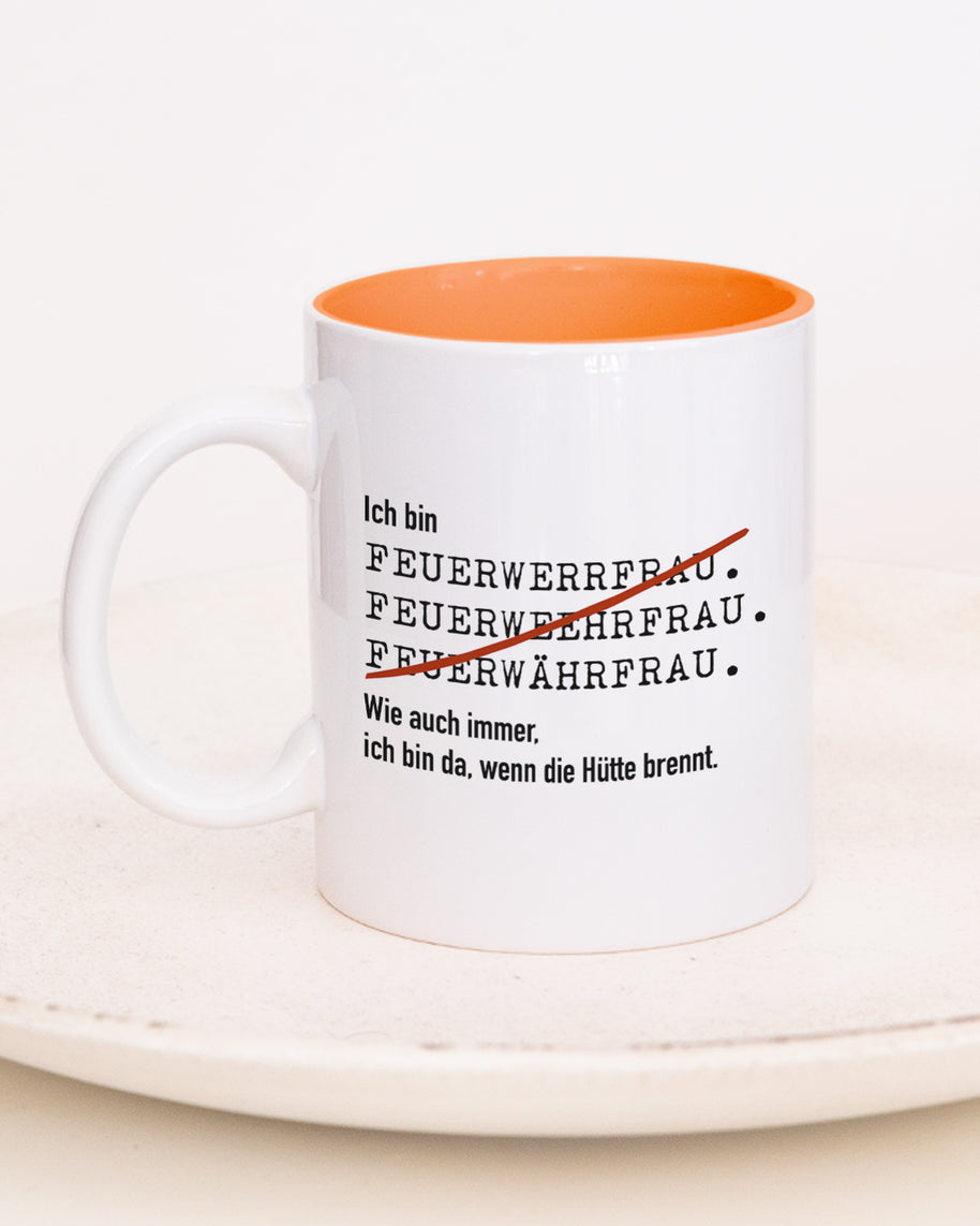 Ich bin Feuerwehrmann/-frau - Tasse Feuerwehrfrau Orange Tasse Lieblingskollegen®