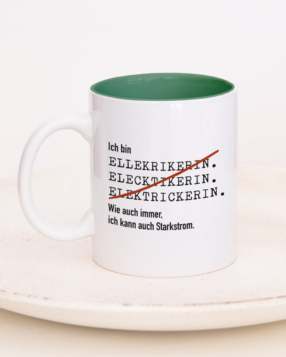Ich bin Elektriker/in - Tasse Elektrikerin Dunkelgrün Tasse Lieblingskollegen®