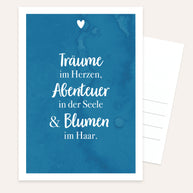 Träume, Abenteuer und Blumen - Postkarte