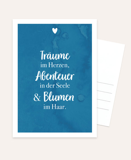Träume, Abenteuer und Blumen - Postkarte Postkarte Lieblingsmensch®