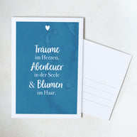 Träume, Abenteuer und Blumen - Postkarte