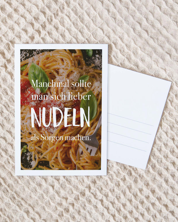 Nudeln als Sorgen - Postkarte