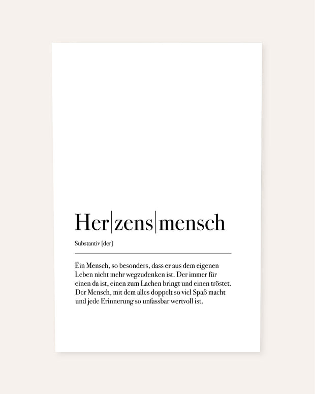 Poster Definition Herzensmensch 