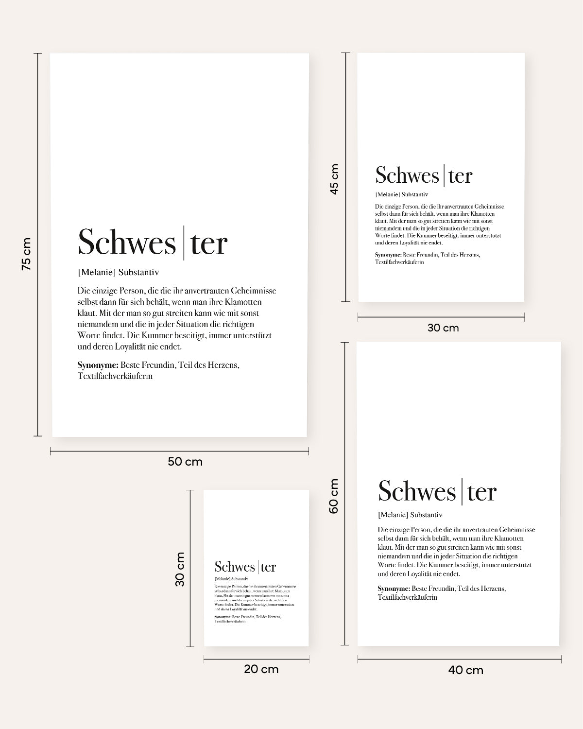 Definition Schwester - Poster Poster Lieblingsmensch®