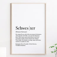 Poster Definition Schwester Geschenk