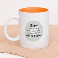 Tasse Weiß Orange Innen Mama schöne Kinder Geschenk Mama