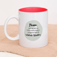 Tasse Weiß Rot Innen Mama schöne Kinder Geschenk Mama