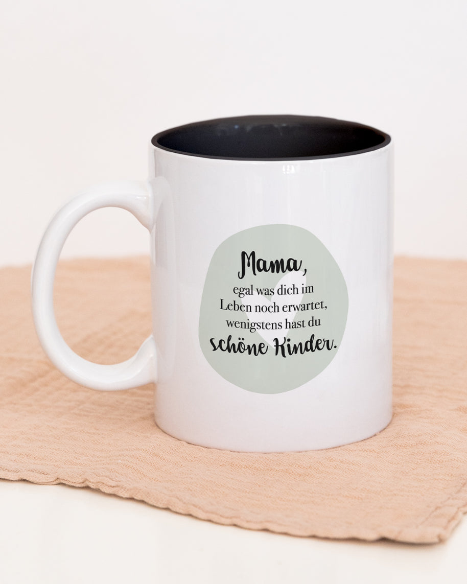 Tasse Weiß Schwarz Innen Mama schöne Kinder Geschenk Mama