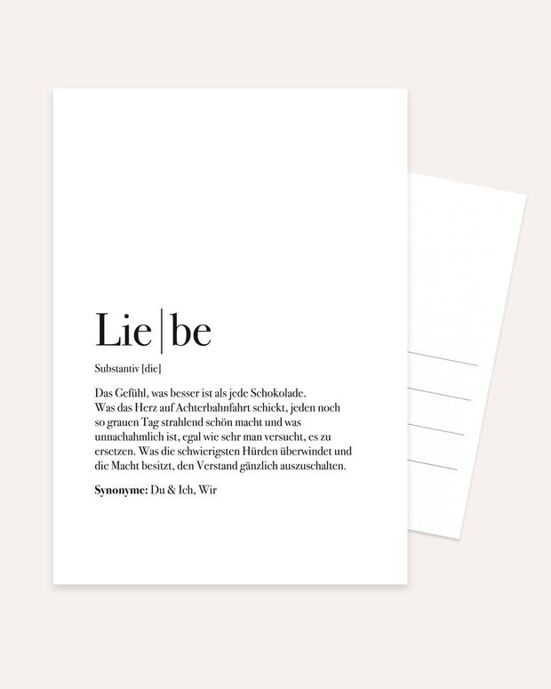 Definition Liebe - Postkarte