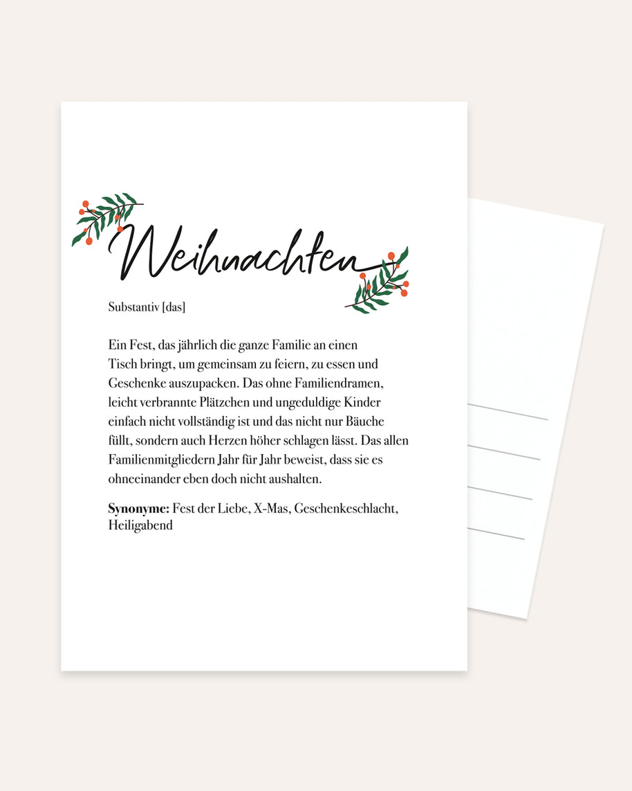 Definition Weihnachten - Postkarte