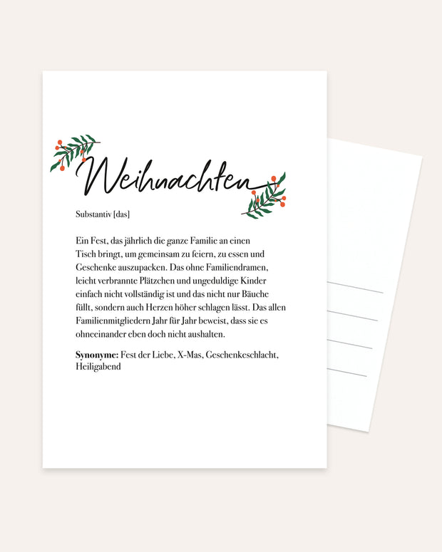 Definition Weihnachten - Postkarte