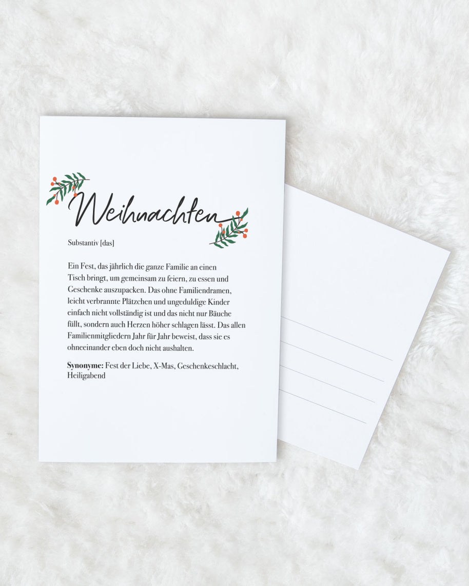 Definition Weihnachten - Postkarte